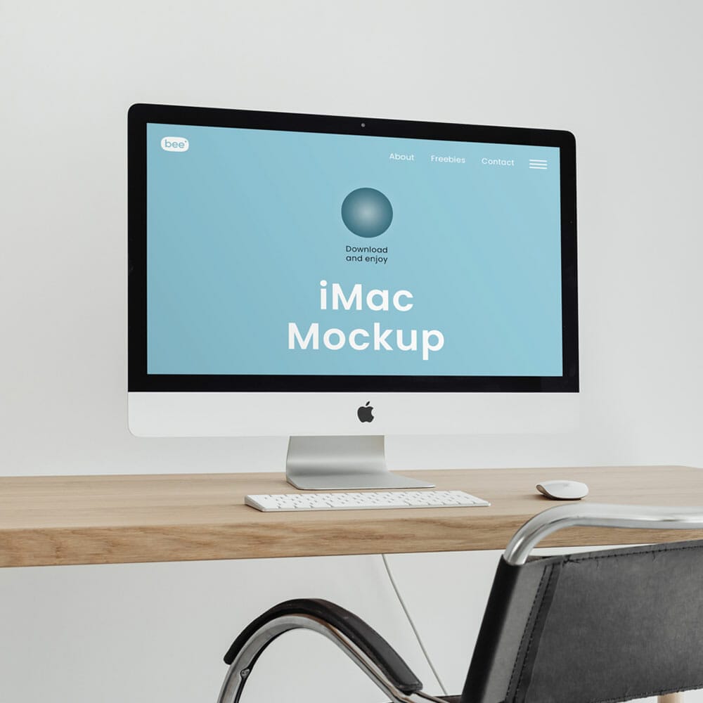 Free Perspective iMac Mockup PSD
