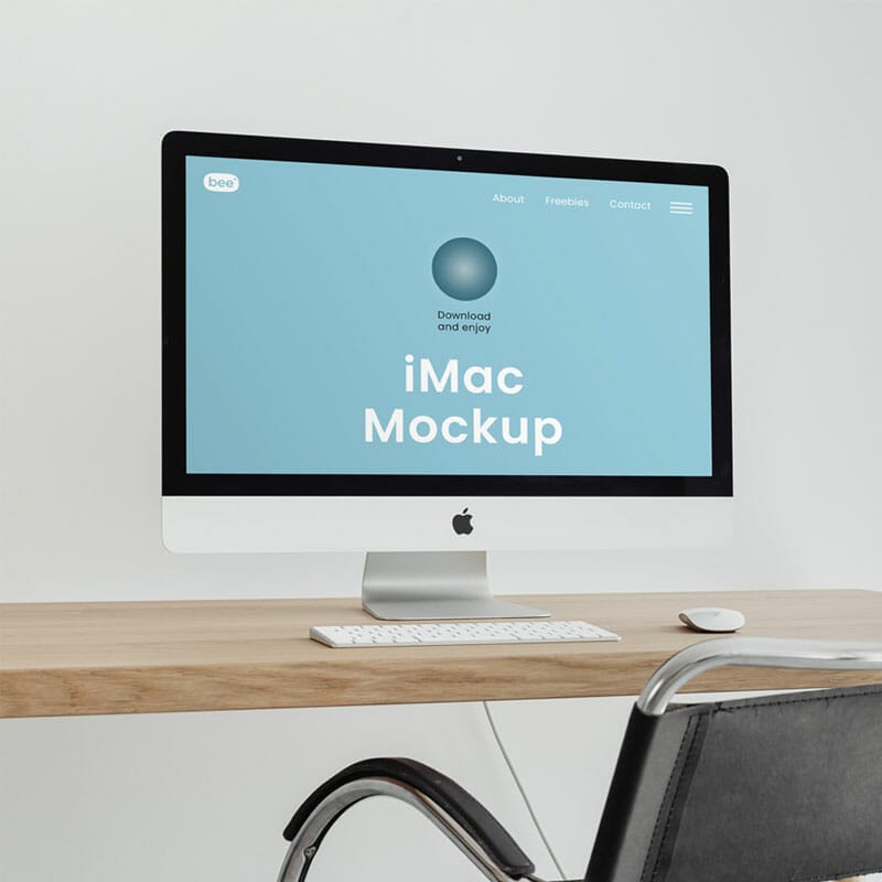 Free Perspective iMac Mockup PSD