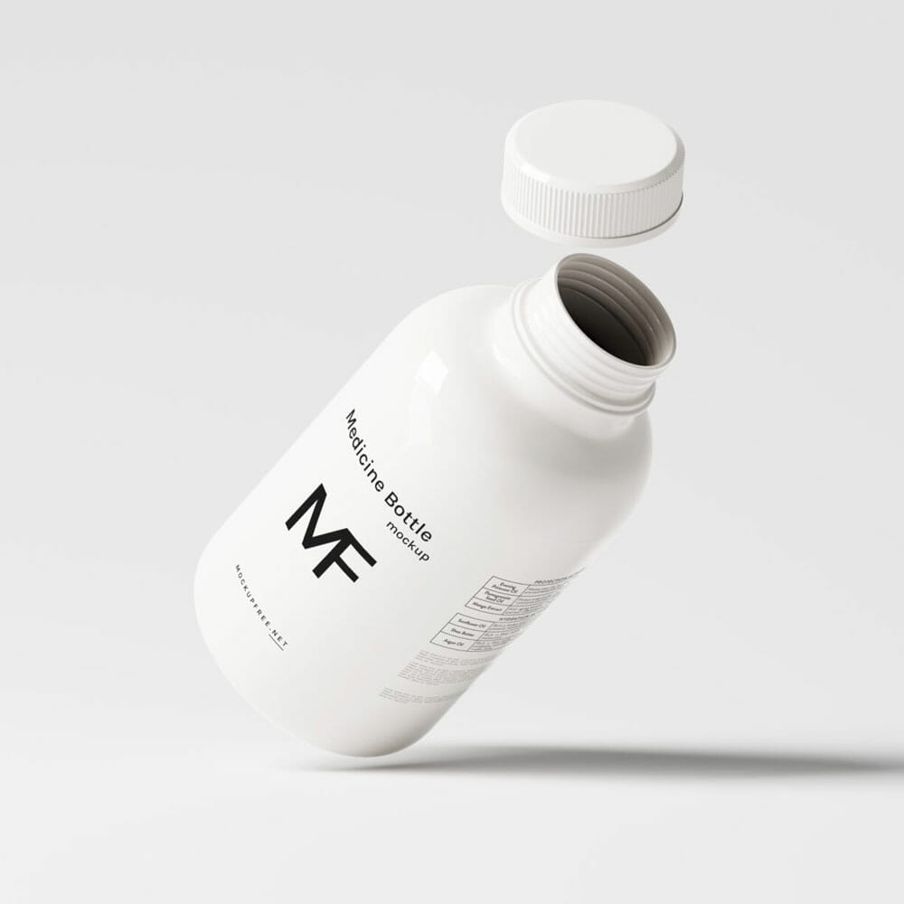 Free Plastic Supplement Pills Medicine Bottle Mockups PSD