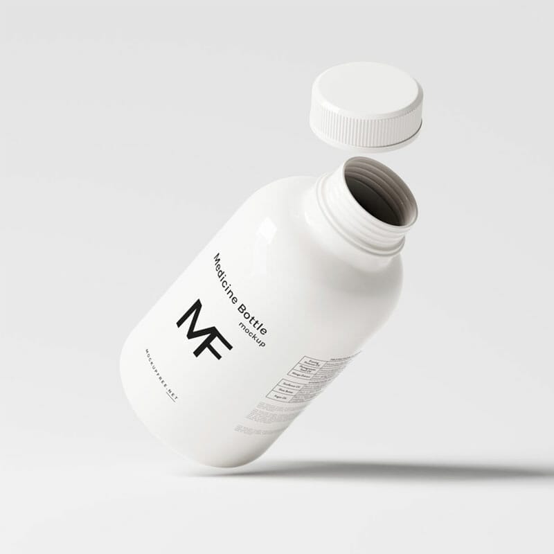 Free Plastic Supplement Pills Medicine Bottle Mockups PSD