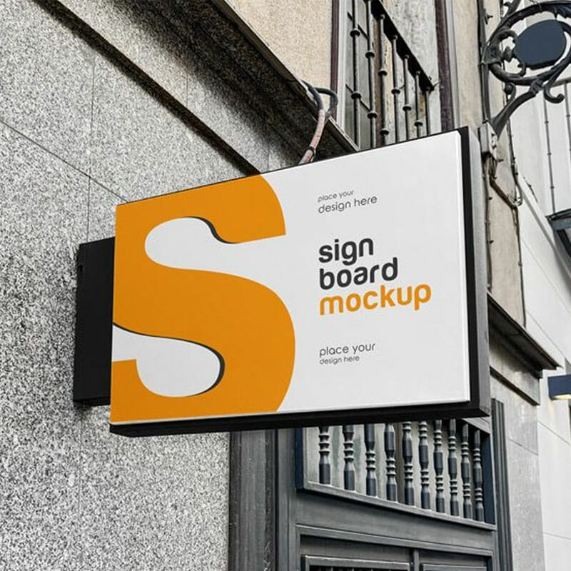 Free Rectangular Signboard Mockup PSD