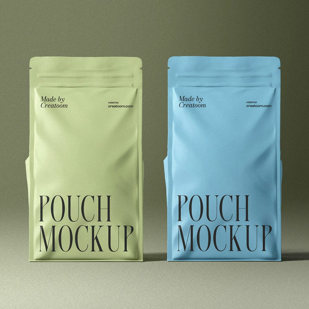 Free Scene With Two Pouch Mockups Front View PSD