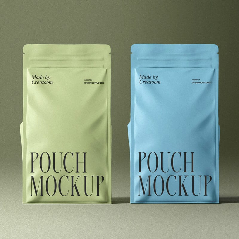 Free Scene With Two Pouch Mockups Front View PSD