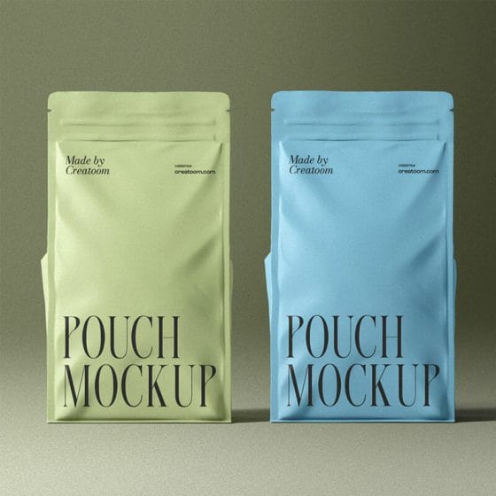 Free Scene With Two Pouch Mockups Front View PSD