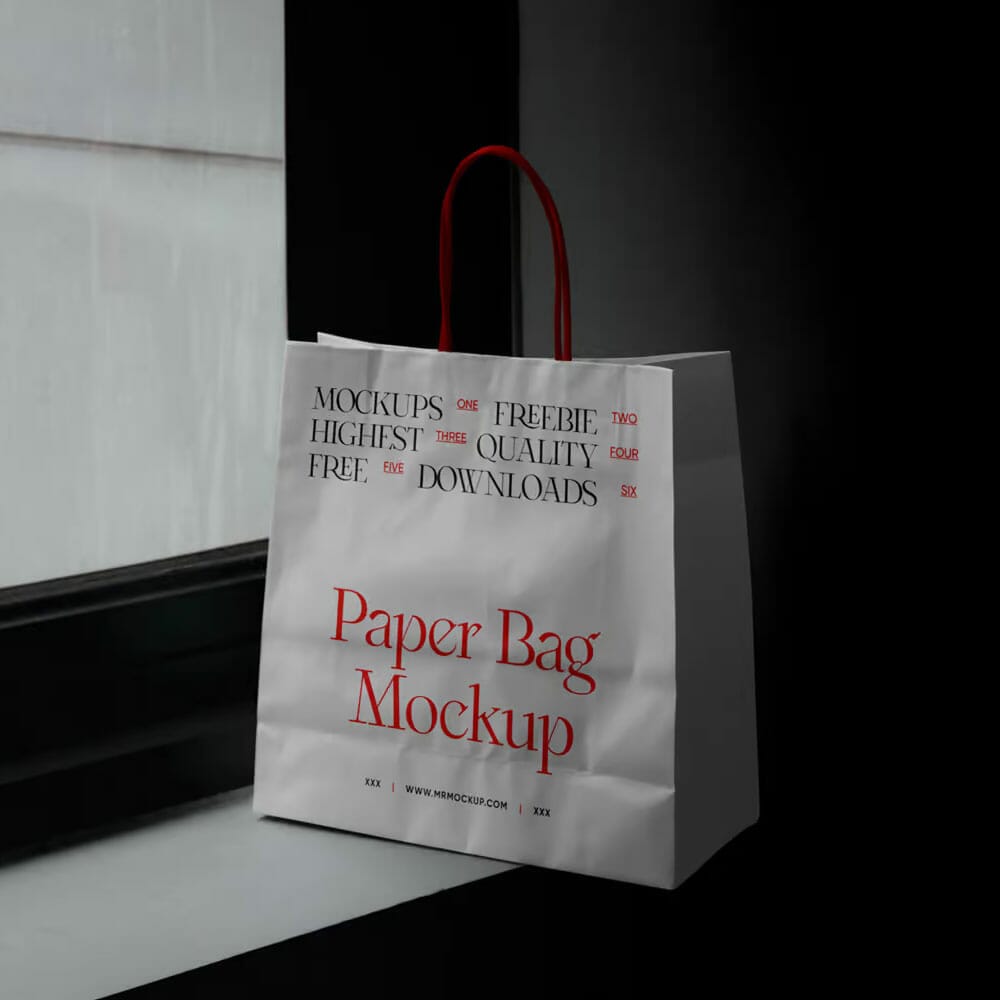 Free Shopping Paper Bag PSD Mockup