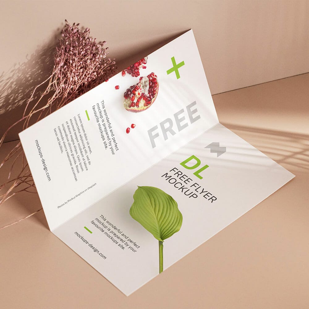 Free Simple DL Bi Fold Flyer Mockup PSD