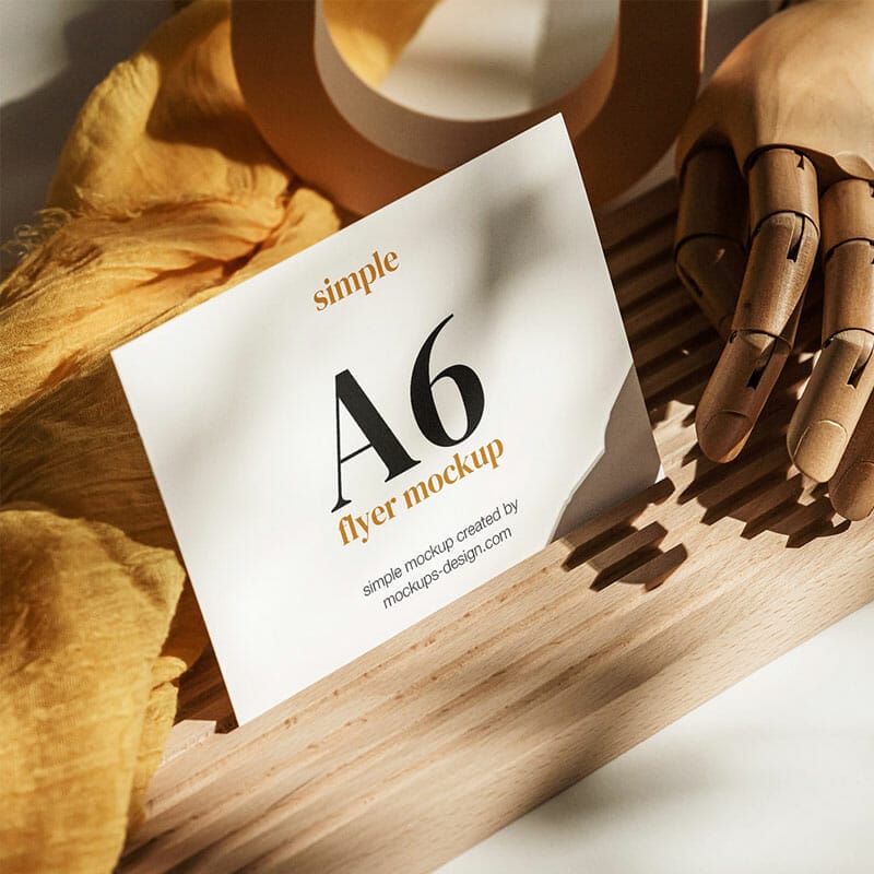 Free Simple Scene With A6 Flyer Mockup PSD