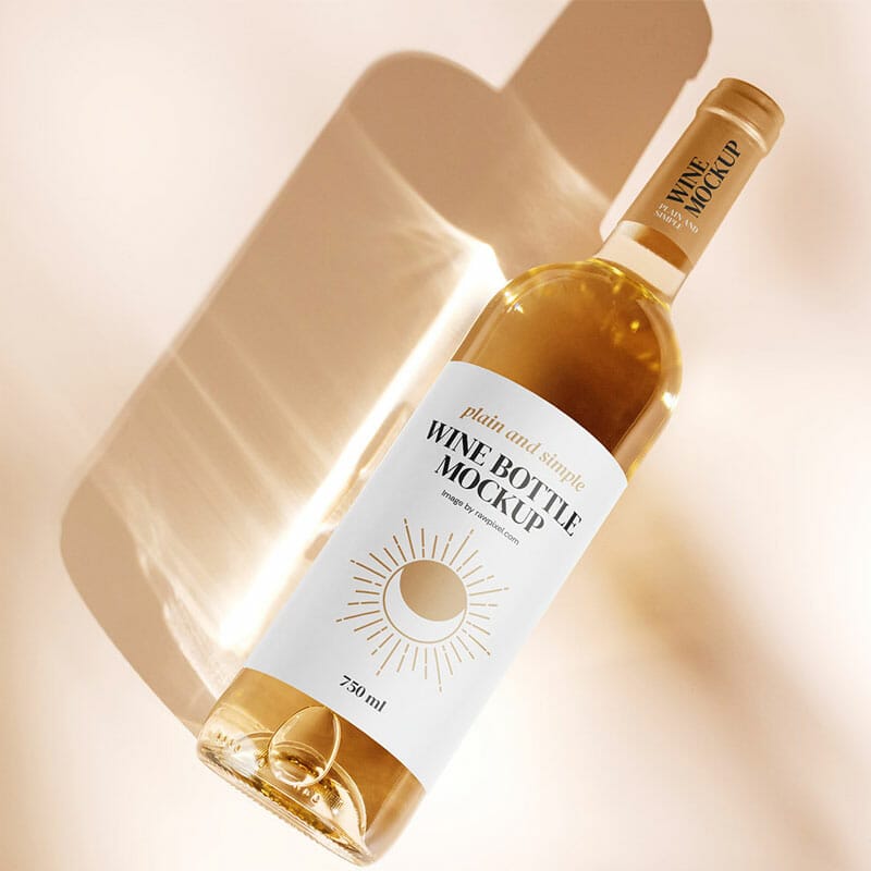 Free Simple White Wine Bottle Mockup PSD