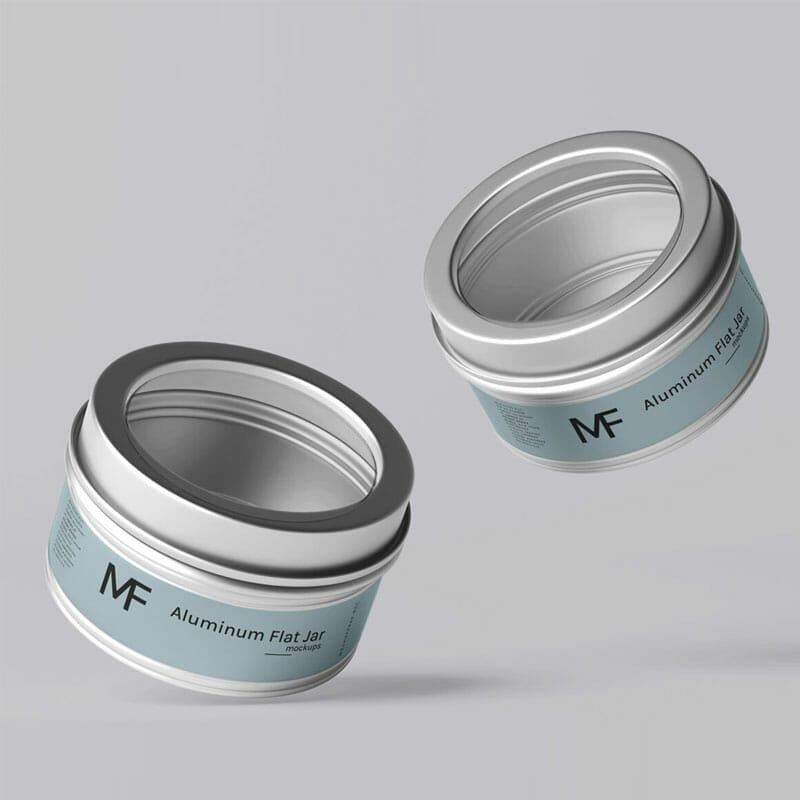 Free Small Flat Top Less Aluminum Cosmetic Jar Mockups PSD