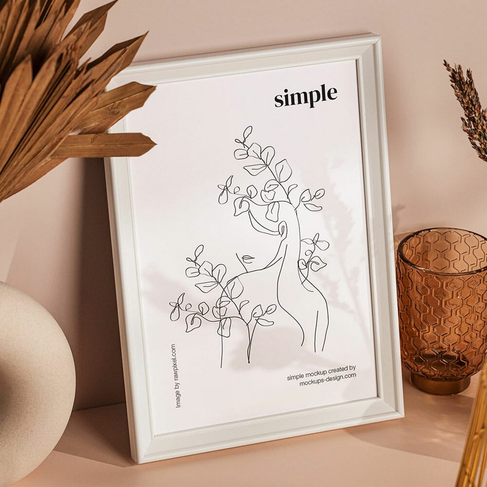 Free Small Poster Frame Mockup PSD