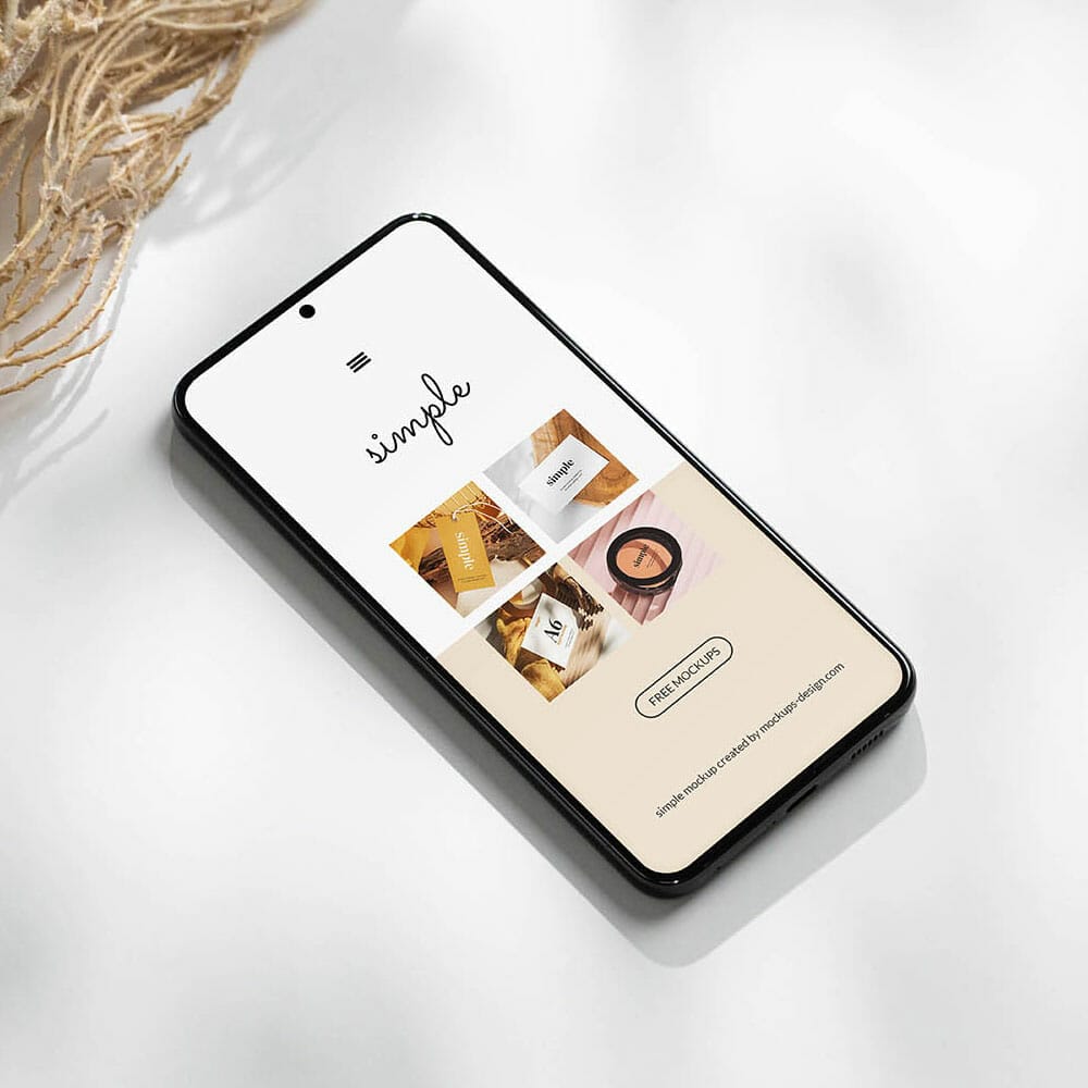 Free Smartphone On White Background Mockup PSD