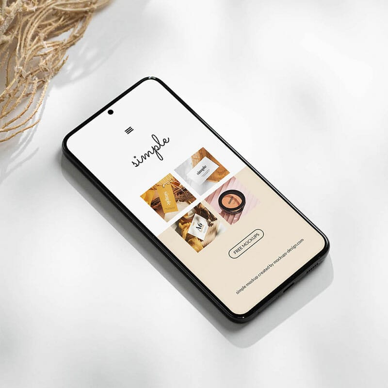 Free Smartphone On White Background Mockup PSD