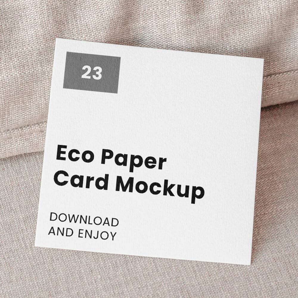 Free Square Card On Pillow Mockup PSD