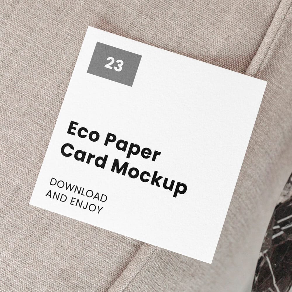 Free Square Card With Pillow Mockup PSD