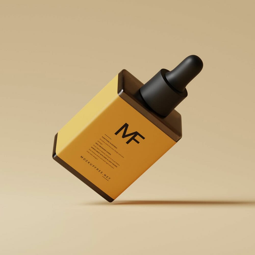 Free Square Dropper Bottle Mockups PSD