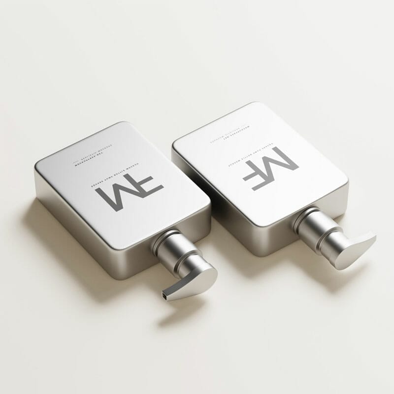 Free Square Pump Bottle Mockups PSD