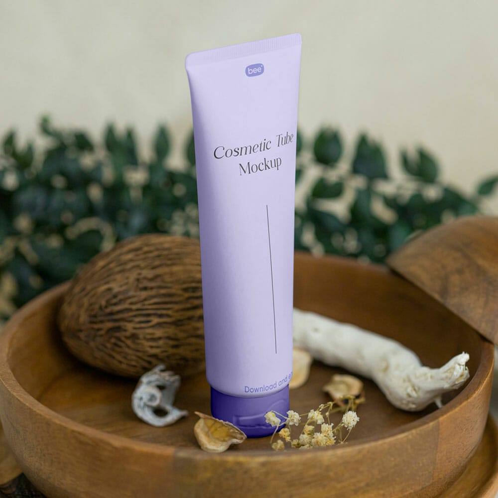 Free Standing Cosmetic Tube Mockup PSD