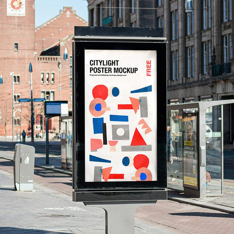 Free Street Citylight Mockup PSD