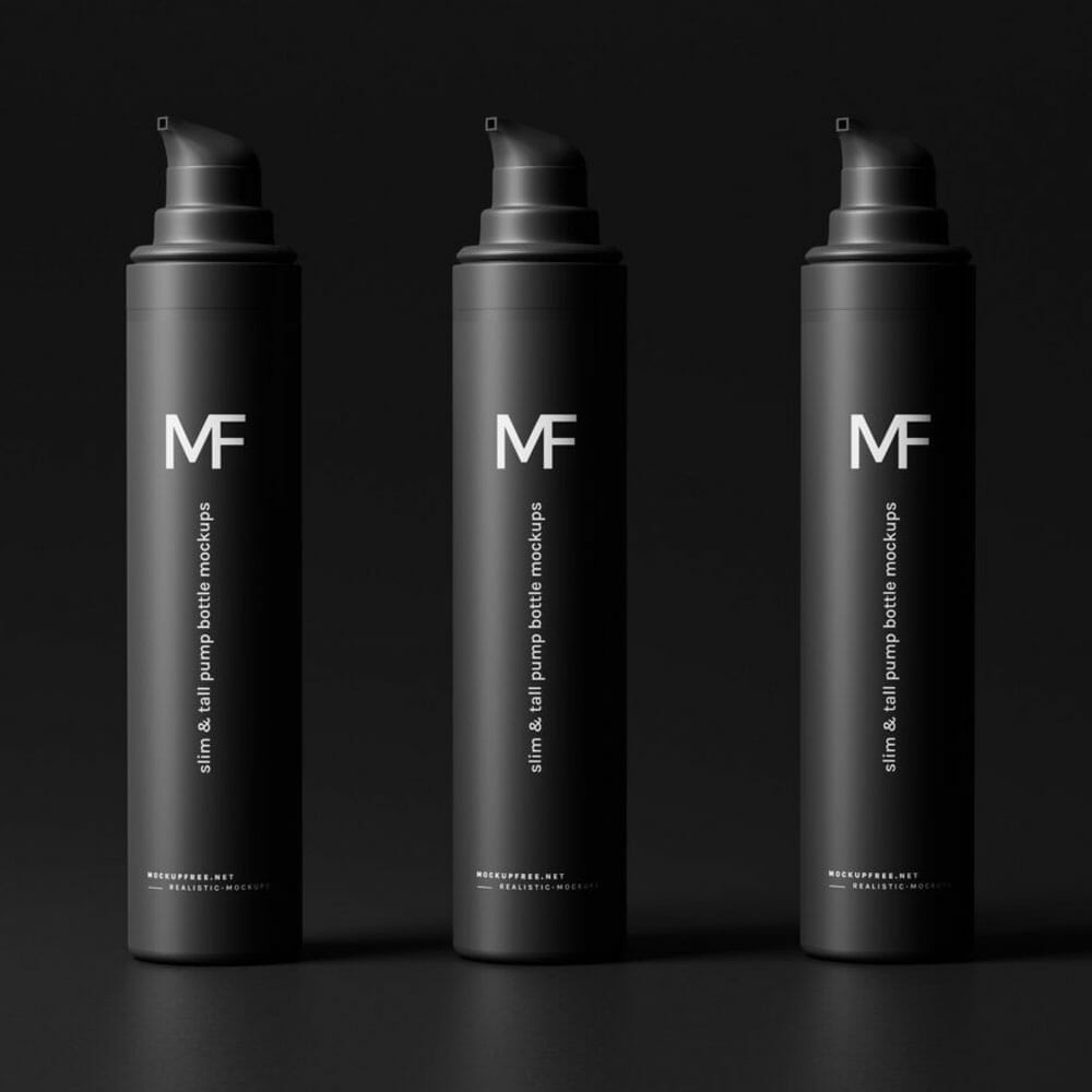 Free Tall Airless Pump Bottle Mockup PSD