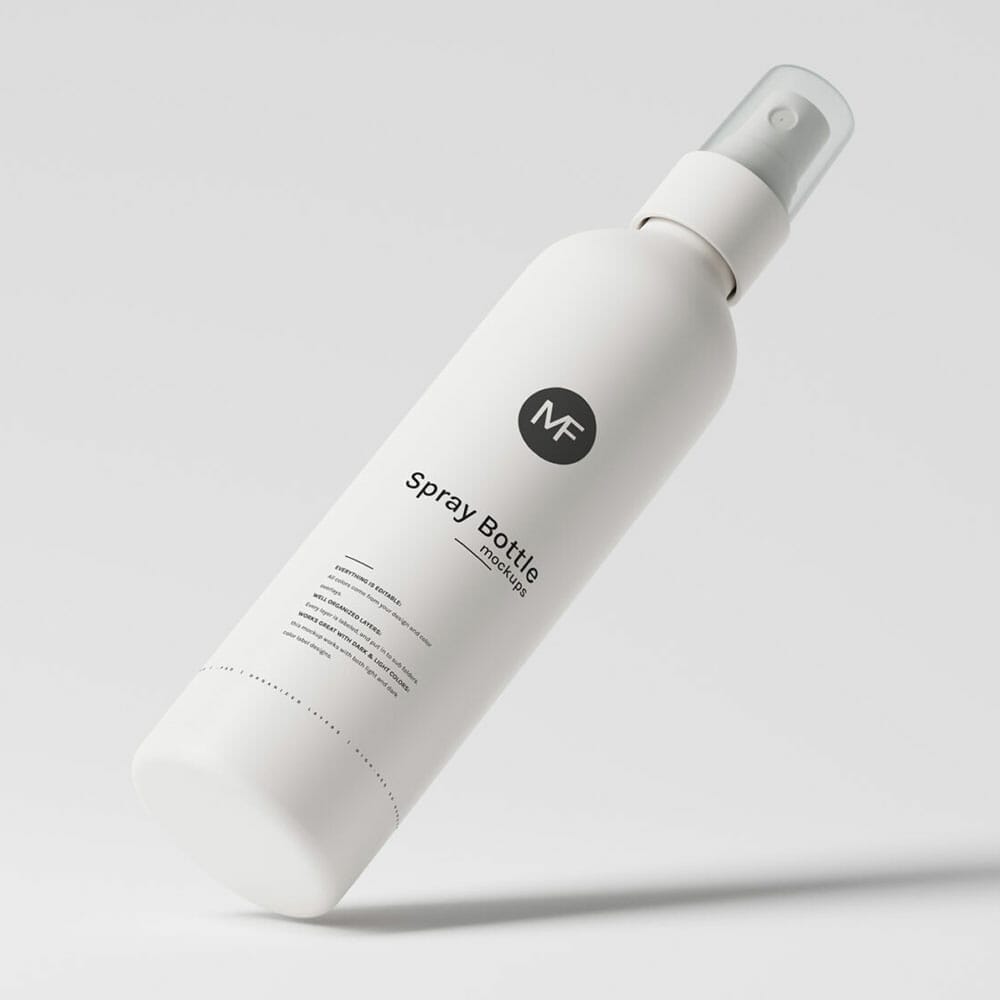 Free Tall White Plastic Spray Bottle Mockups PSD