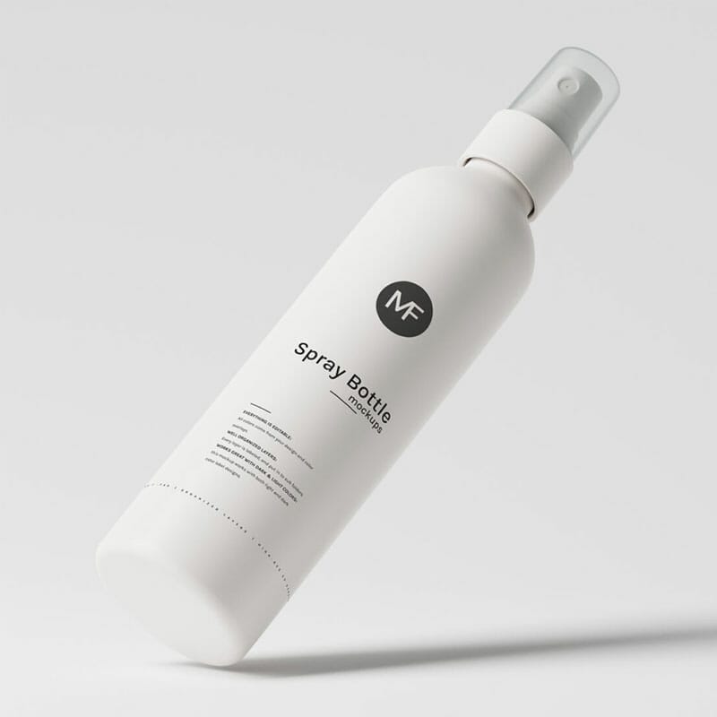 Free Tall White Plastic Spray Bottle Mockups PSD