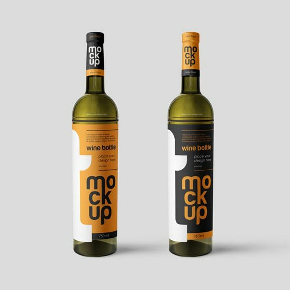 Free Wine Bottle Mockup PSD