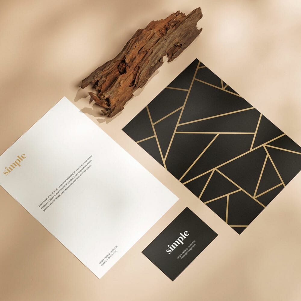 Freee Papers With Business Cards Mockup PSD