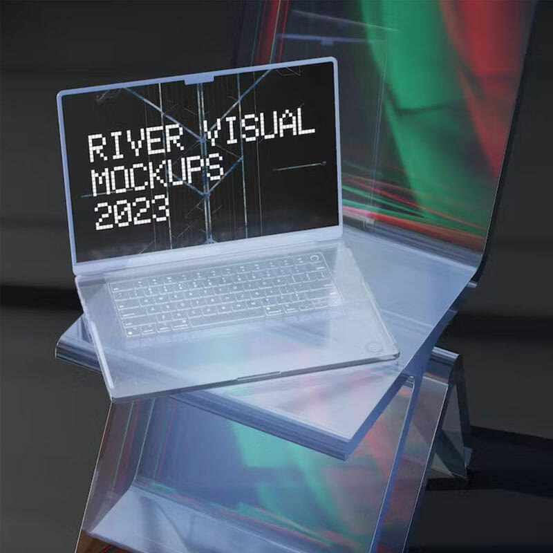 Glass Like Macbook Pro 16 Free Mockup PSD