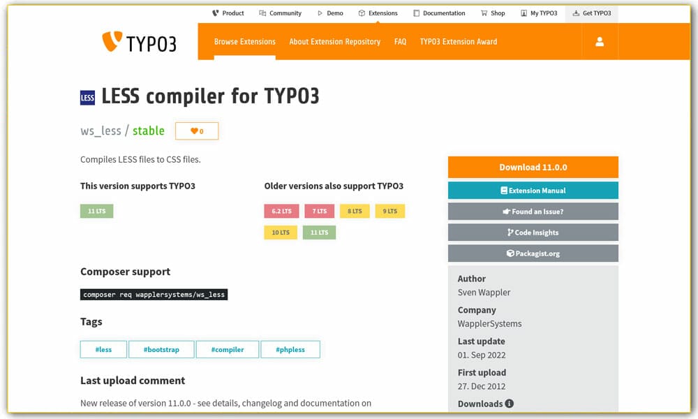 Less compiler for TYPO3