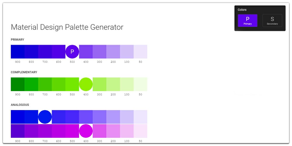 Material Design Palette Generator