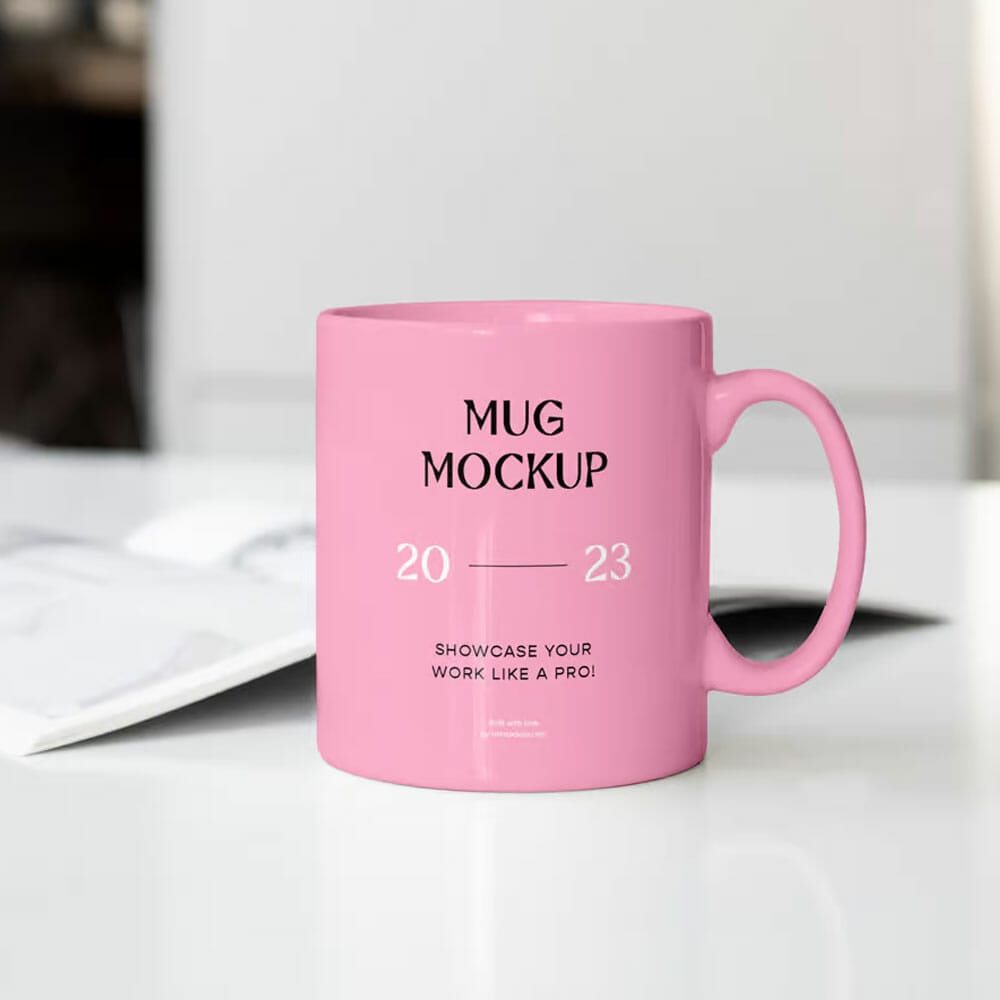 Mug On Desk Mockup PSD