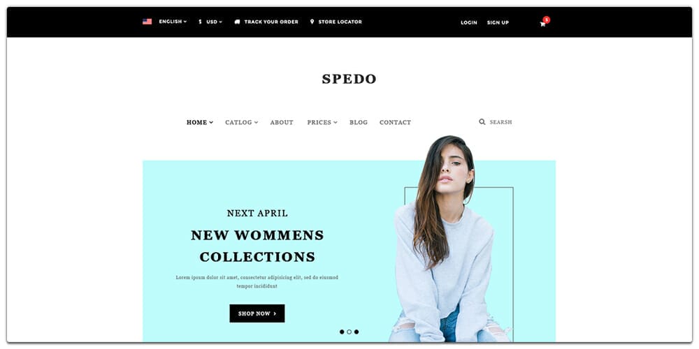 Spedo Homepage For Clothes Shop