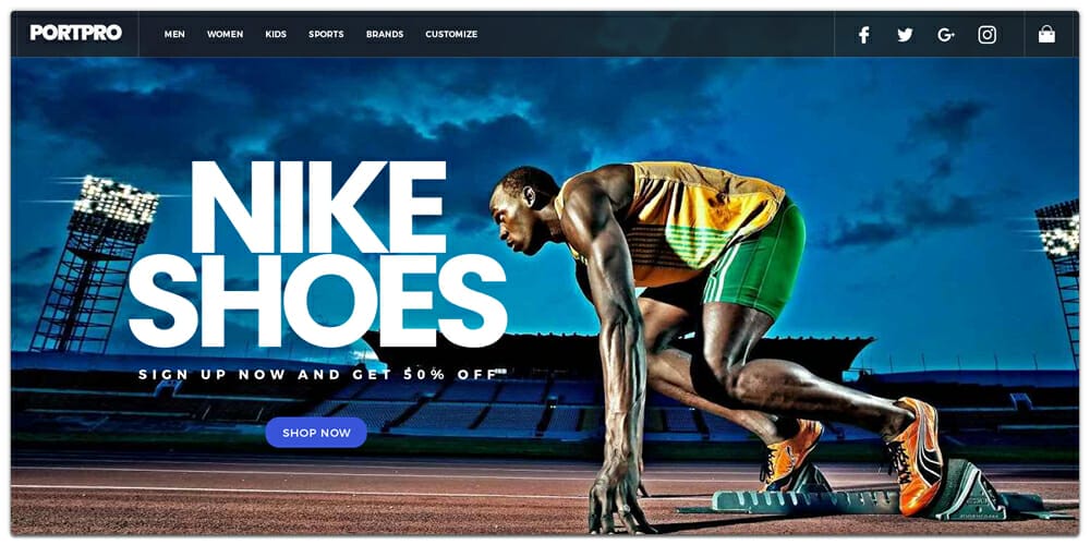 Sports Store E-commerce Web Template PSD