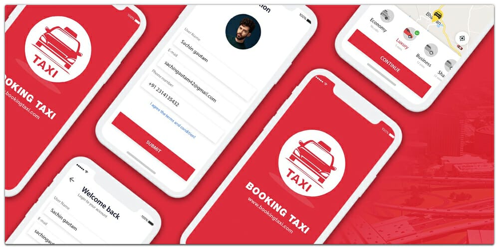 Taxi Booking App UI Kit PSD