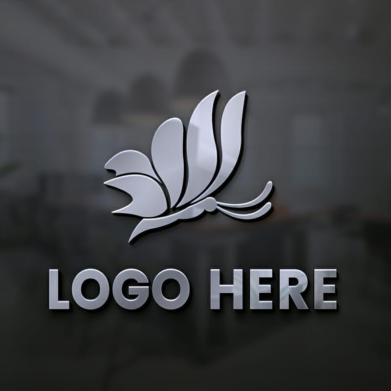 3D Steel Logo Mockup PSD