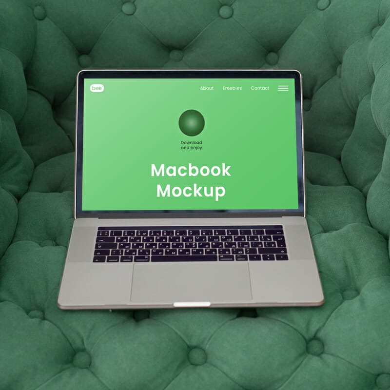 Big Laptop on Couch Mockup