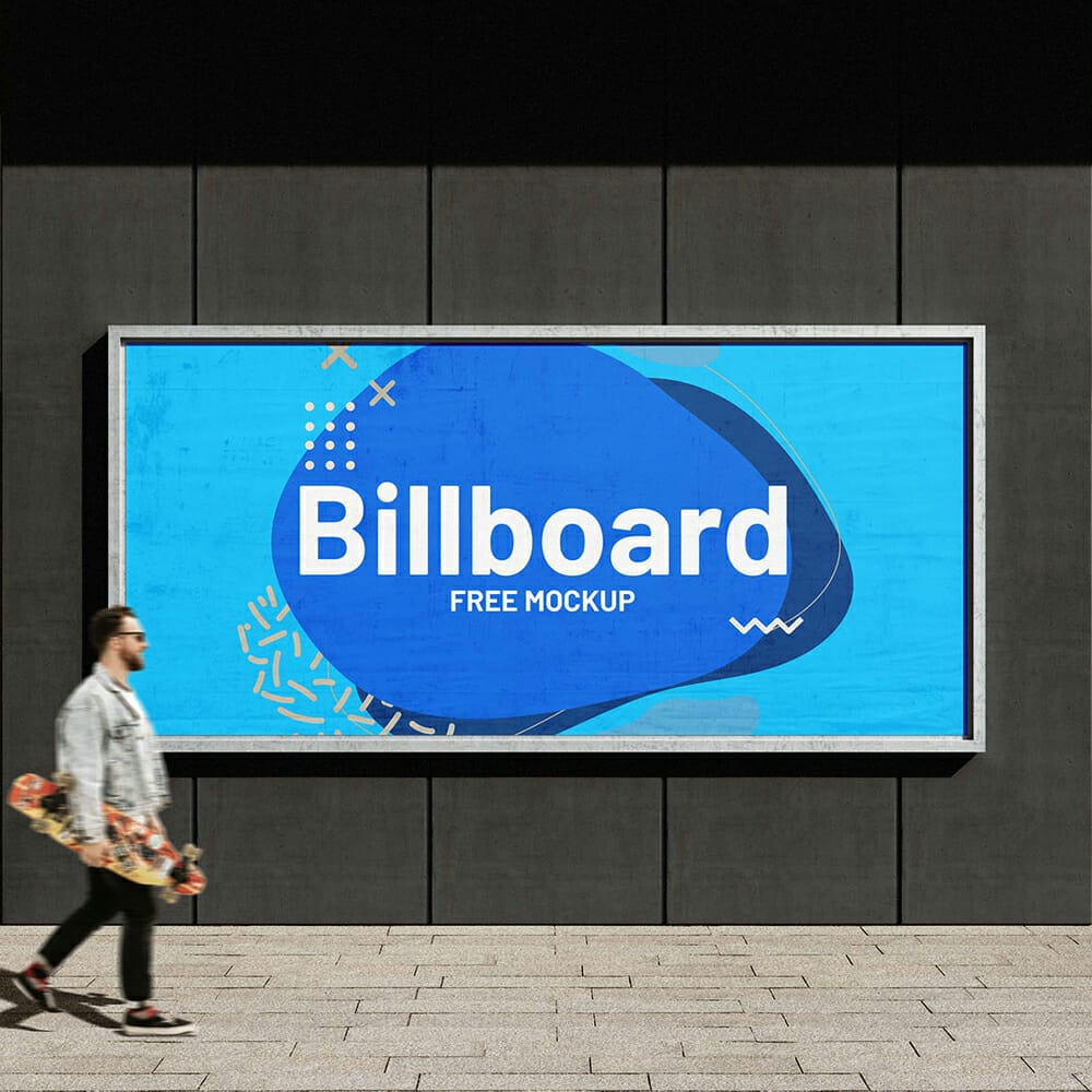 Billboard in The Street Environment Mockup Template PSD