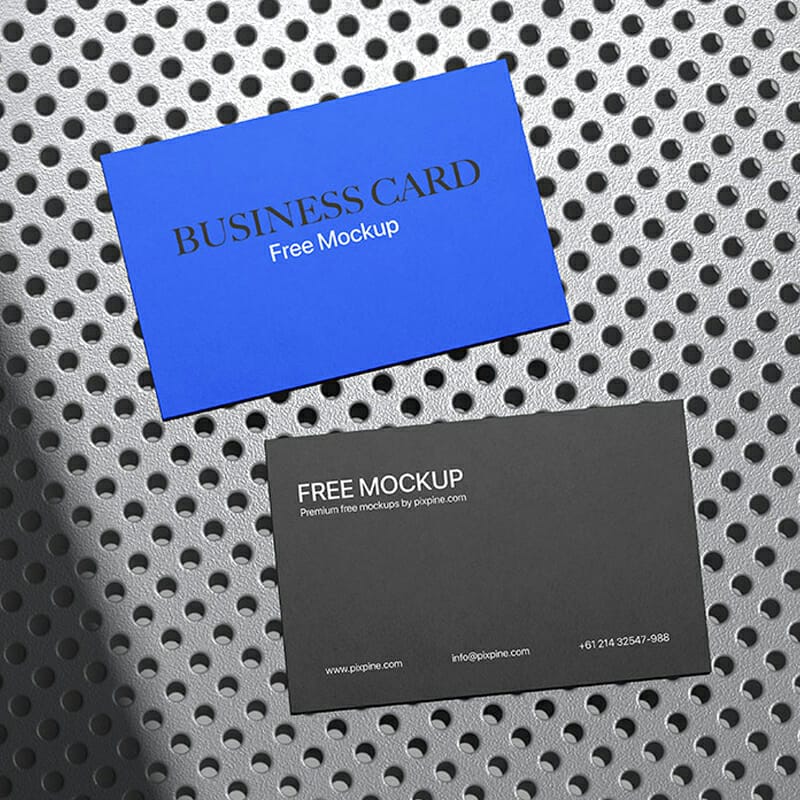 Business Card on Metal Background Mockup