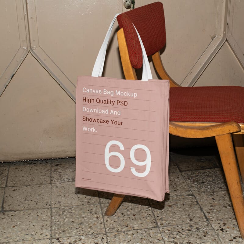 Canvas Bag Hanging on Chair Mockup
