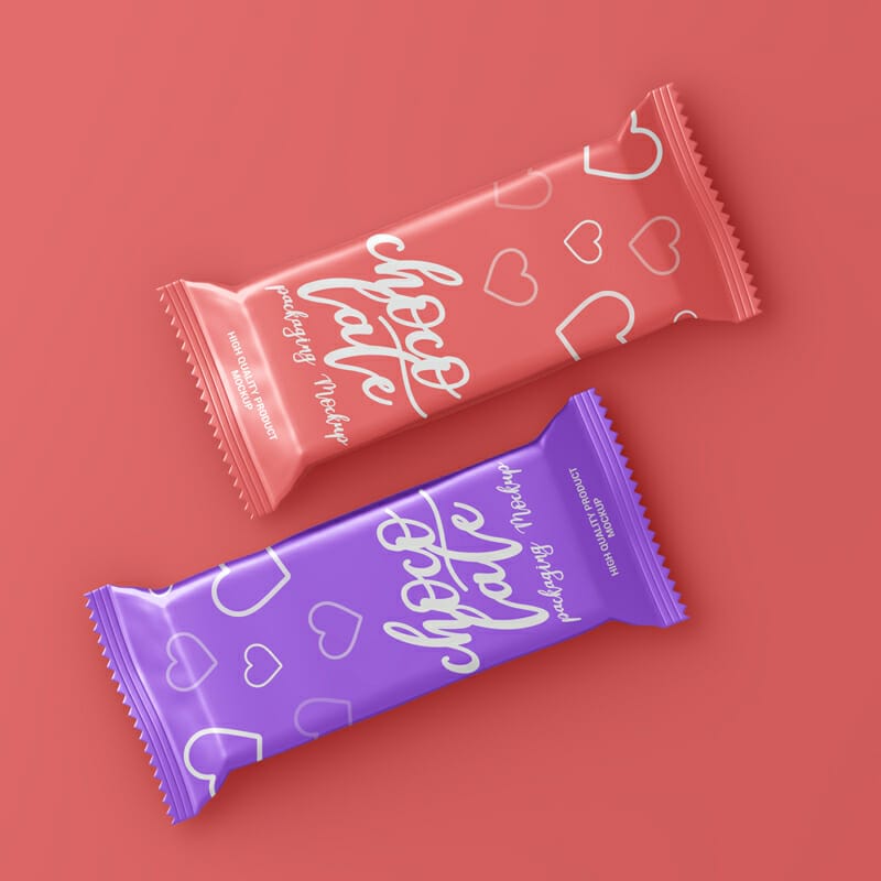 Chocolate Candy Bar Packaging Mockup PSD