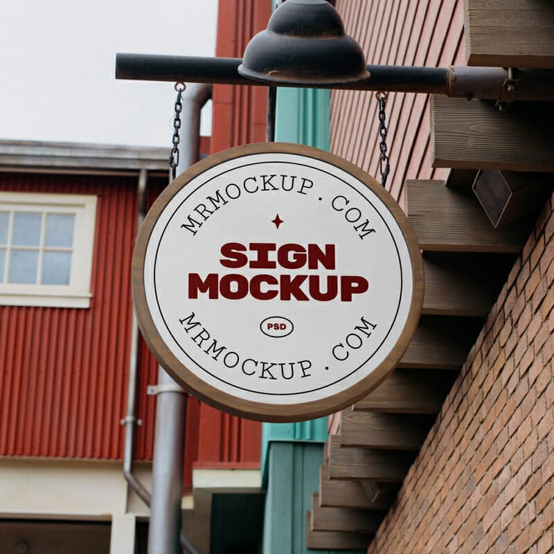 Circle Sign Mockup PSD