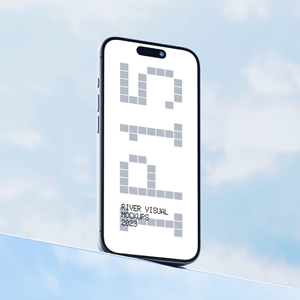 Clear Sky iPhone 15 Pro Mockup Template PSD