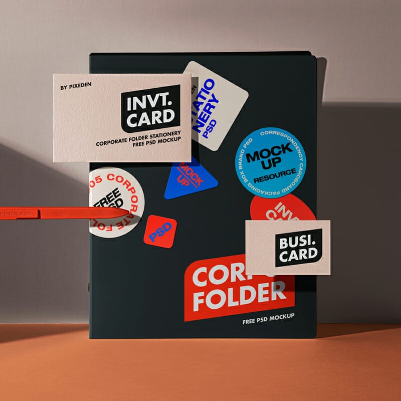 Corporate Folder Stationery Mockup Set