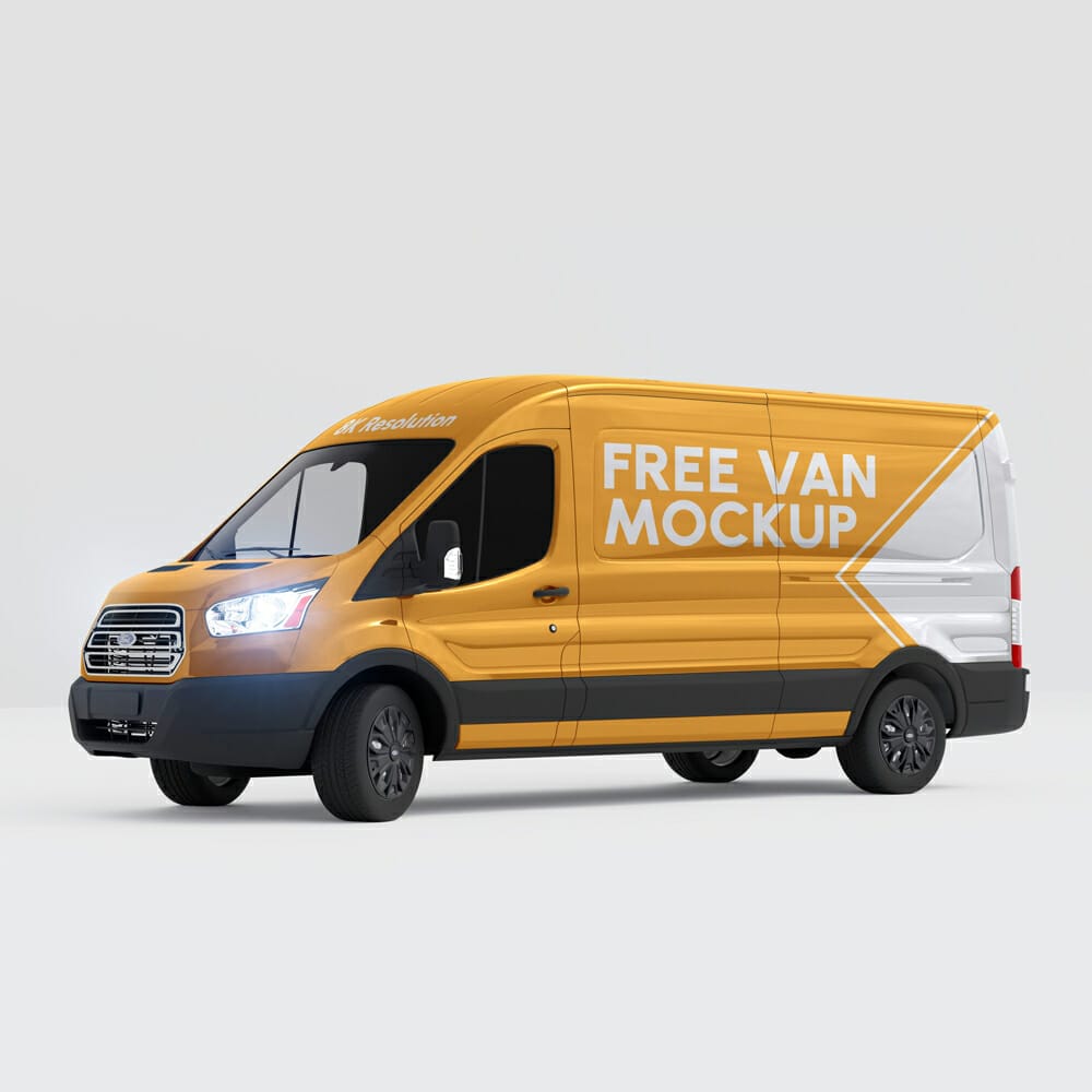 Delivery Van Mockup Template PSD
