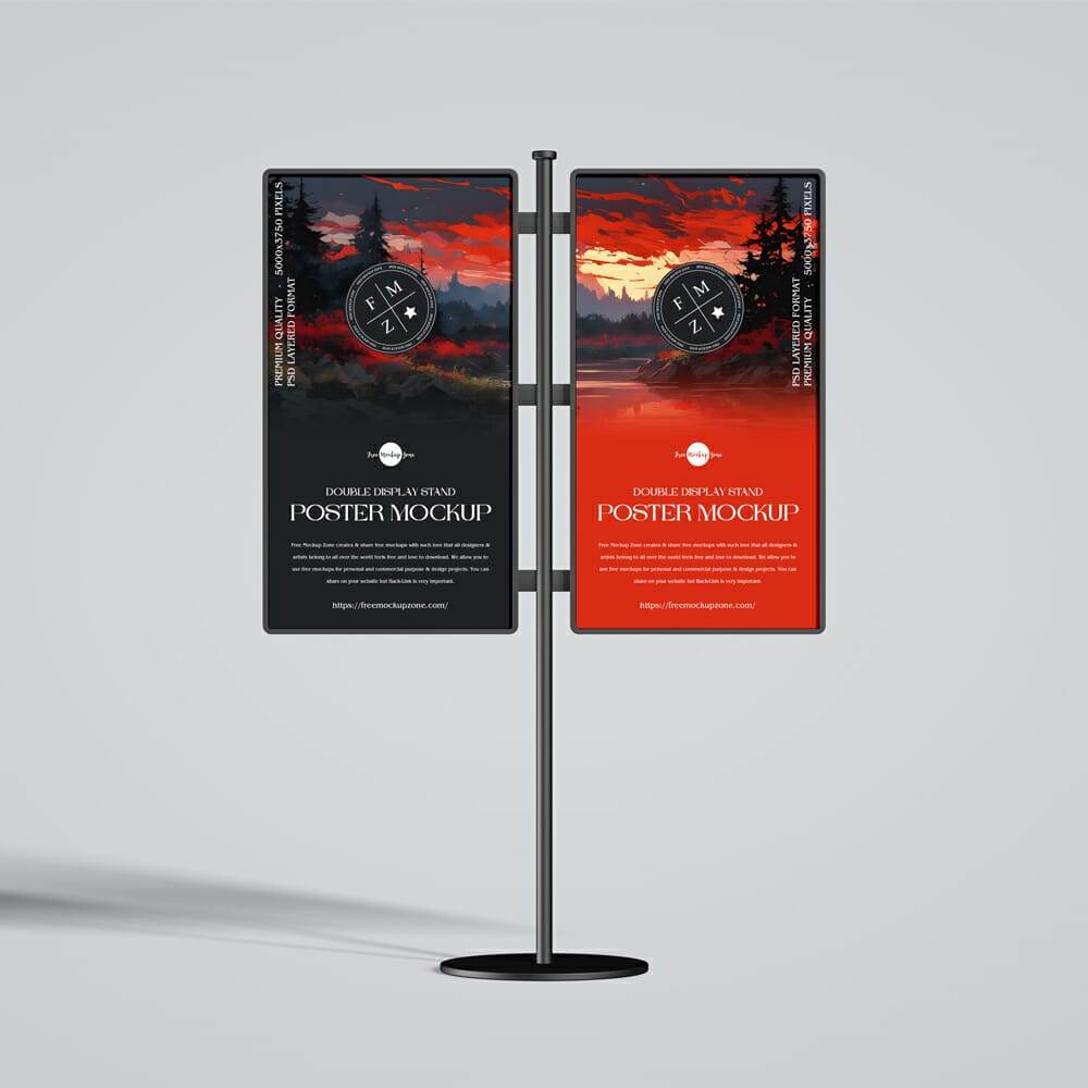 Double Display Stand Poster Mockup