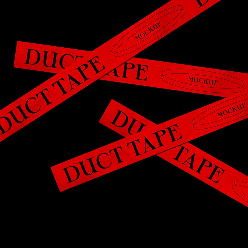 Duct Tape Mockups On Black Background