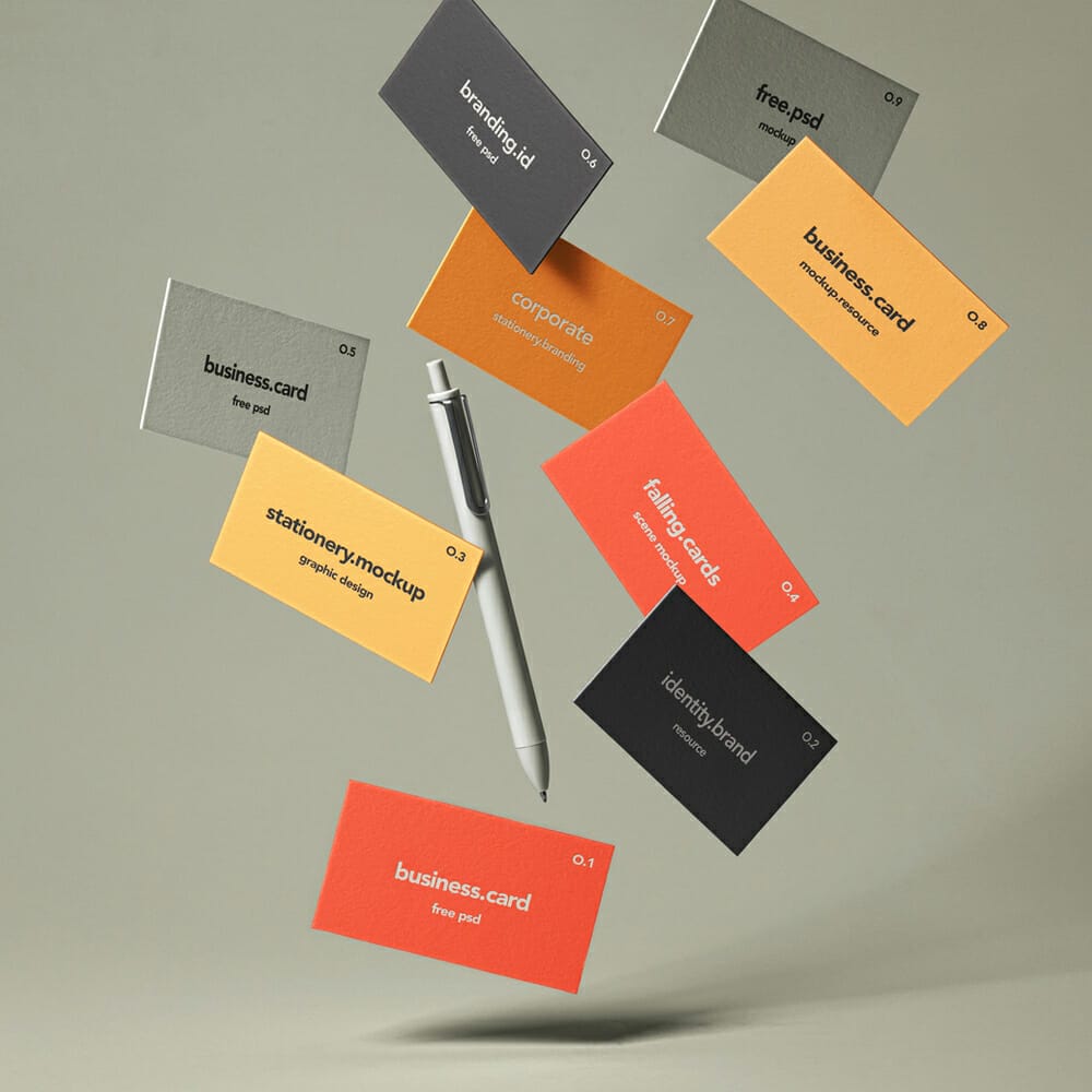 Falling Business Cards Mockup Set