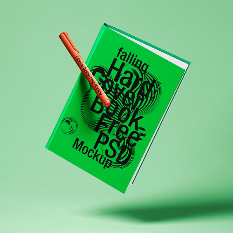 Falling Hardcover Book Mockup