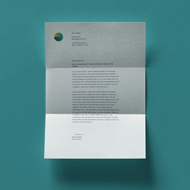 Folded A4 Letterhead Mockup Template PSD