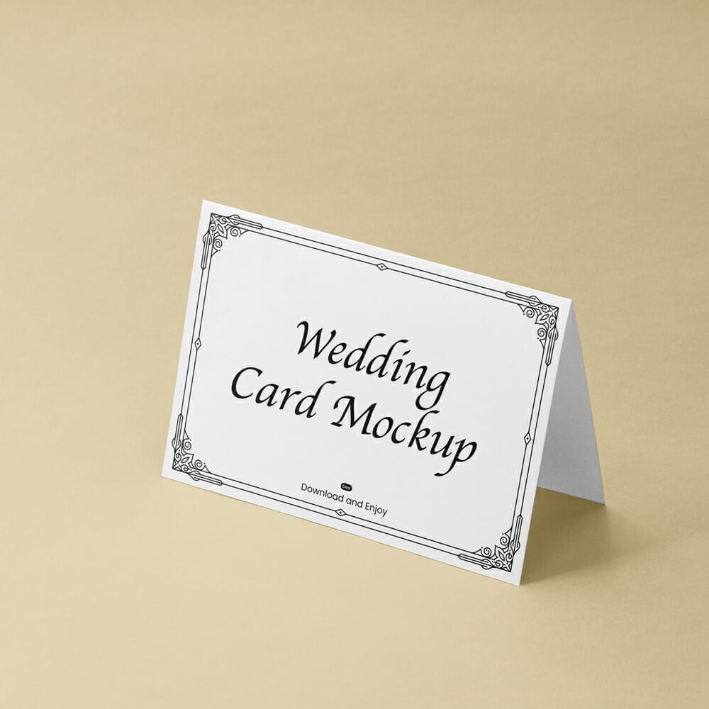 Folded Wedding Card Mockup PSD